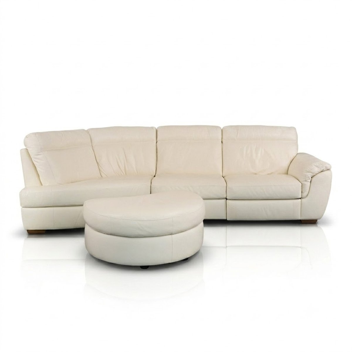 Natuzzi White Leather Corner Sofa