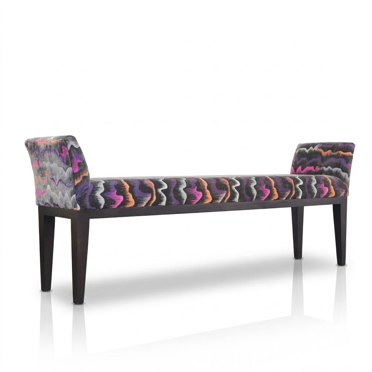 Sable Interiors Bench in a Missoni Flame-Stitch Fabric