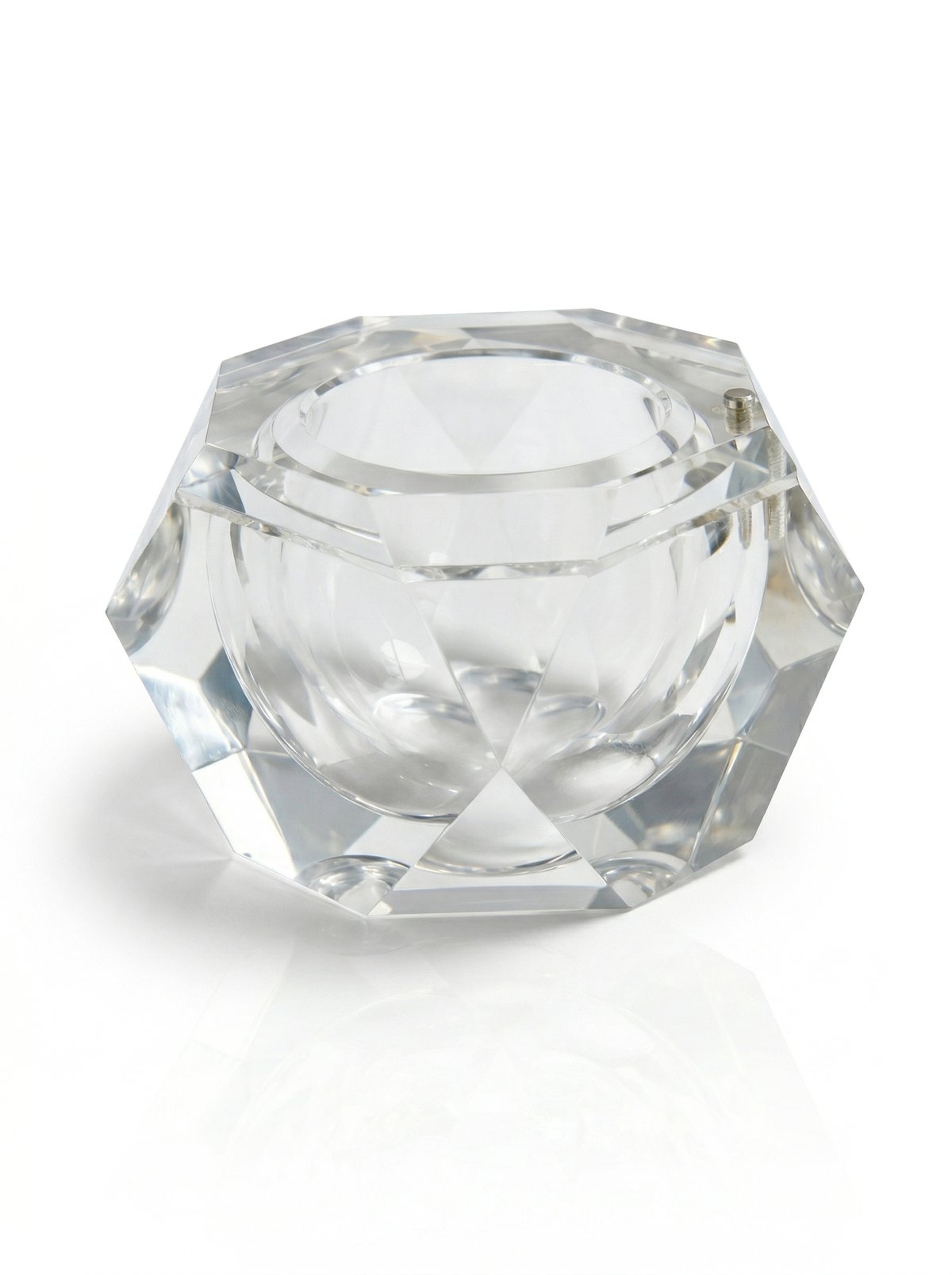 A Large Faceted Lucite Ice Bucket with Swivel Top 1970s