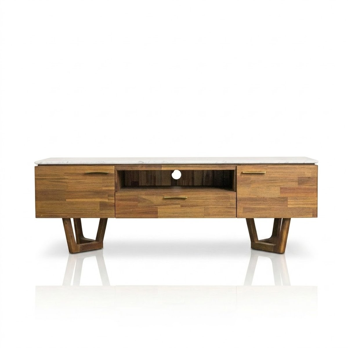 Oak Furnitureland Islington TV Unit in Acacia and Marble