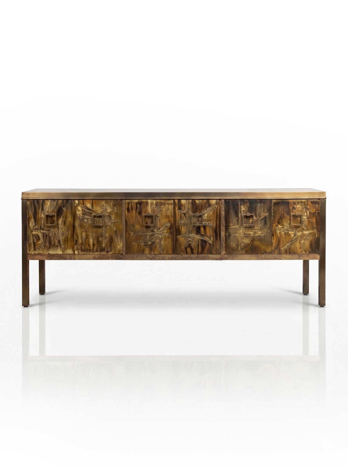 Acid-Etched Brass Sideboard by Bernard Rohne