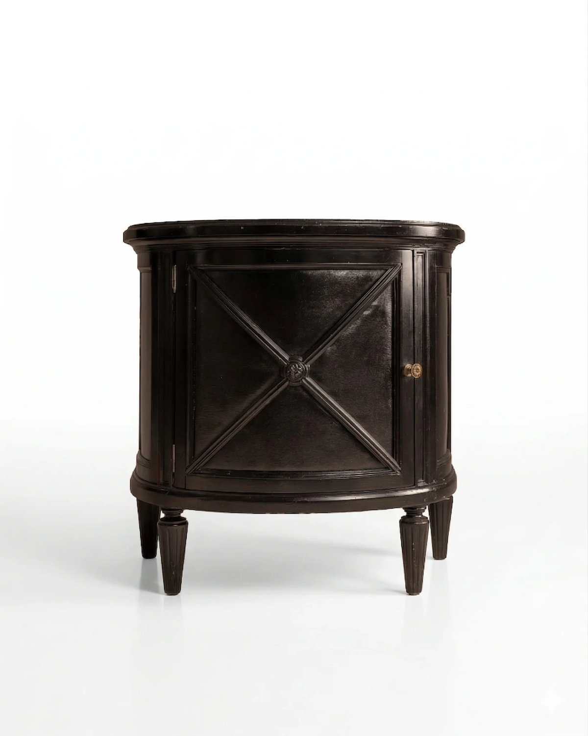 Vintage Black Demi-Lune Drinks Cabinet