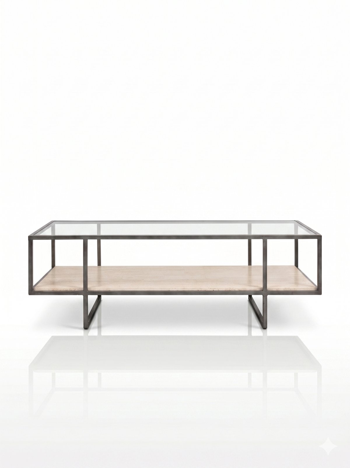 Bernhardt Harlow Coffee Table in Steel and Travertine