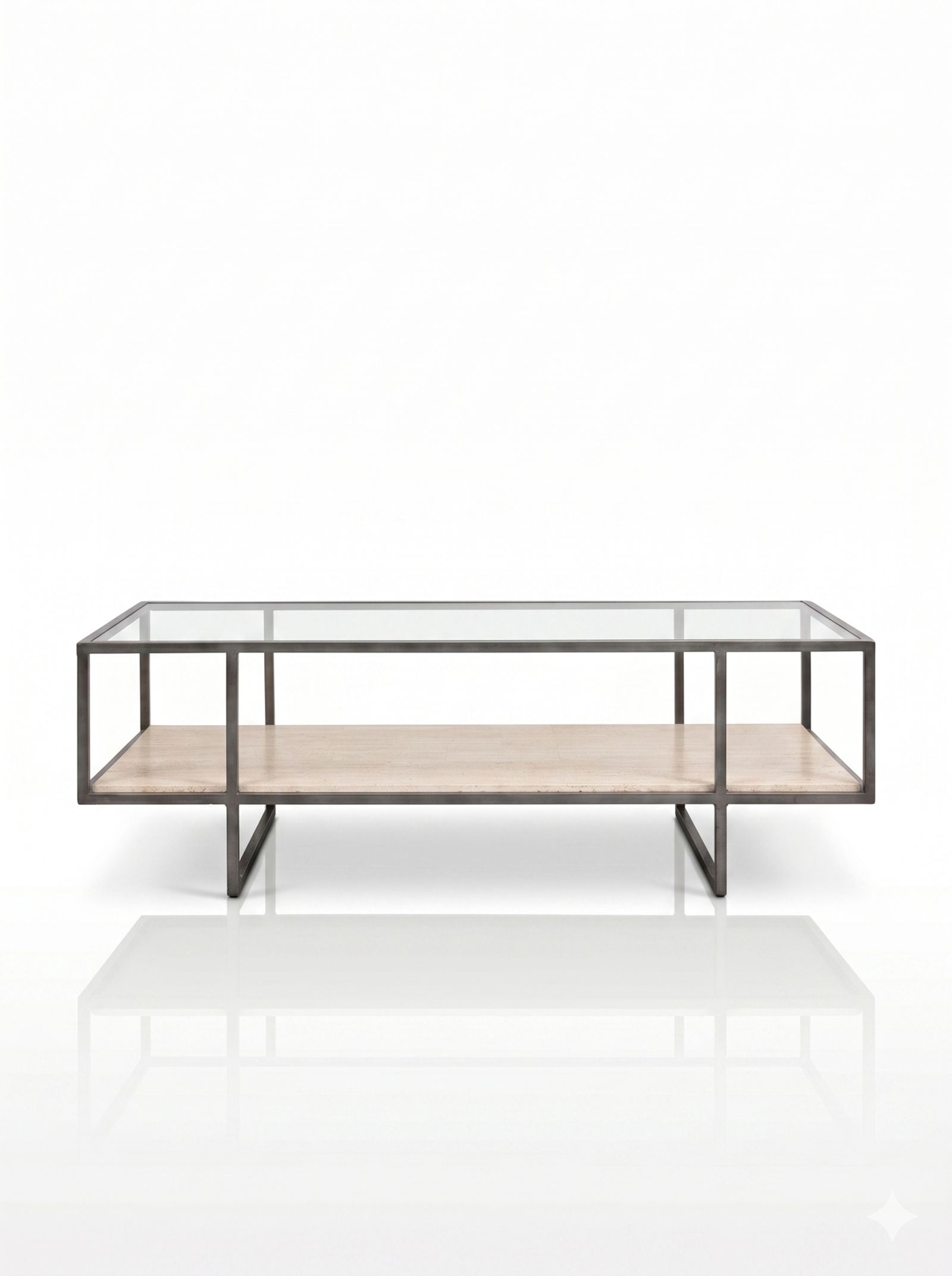 Bernhardt Harlow Coffee Table in Steel and Travertine