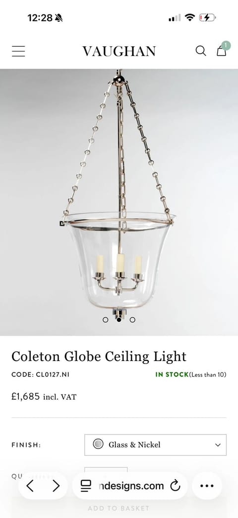 Nickel-Plated Coleton Globe Ceiling Light by Vaughan
