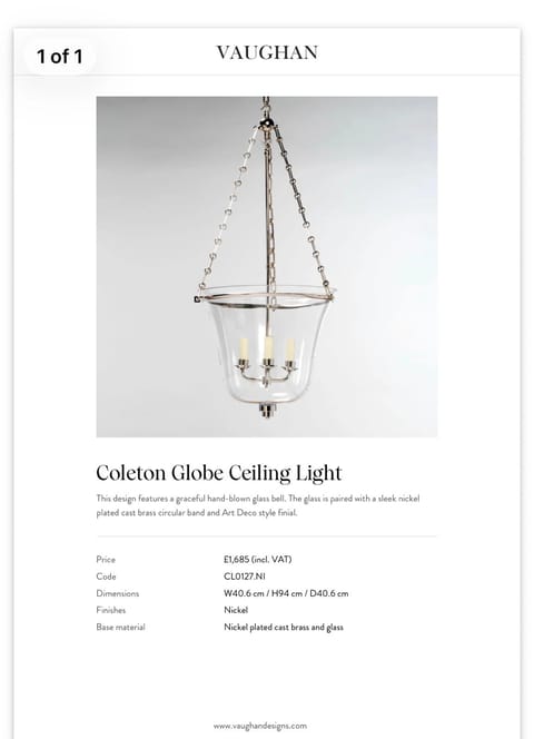 Nickel-Plated Coleton Globe Ceiling Light by Vaughan (photo 2)