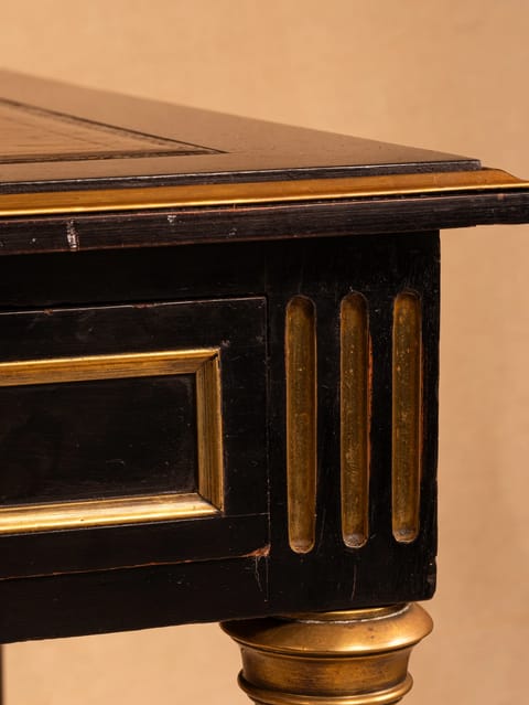 Vintage Ebonized Neoclassical Style Leather-Topped Writing Desk (photo 2)