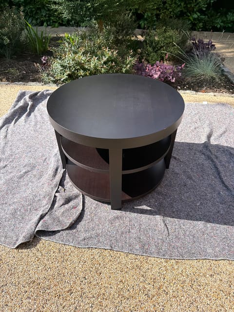 Round Three-Tier Side Table in Ebonised Oak Veneer (photo 2)