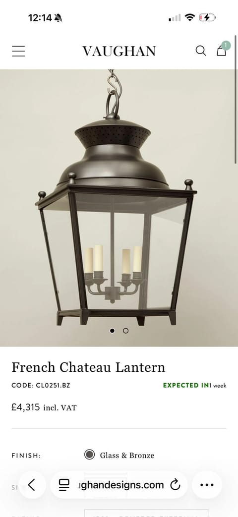 Small Vaughan French Chateau Lantern in Bronze (photo 2)