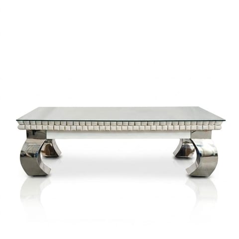 Rectangular Coffee Table with Glass Top and Chrome Bases