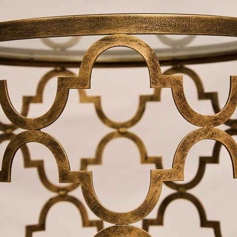 Quatrefoil Metal Side Table with Glass Top (photo 2)