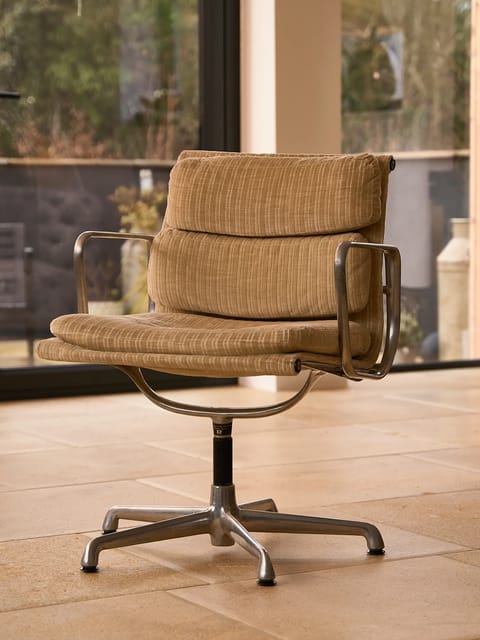 Vintage ICF Eames Soft Pad Aluminium Chair in Tan Courduroy (photo 2)