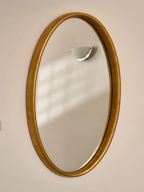 Pair 1960s Oval Gilt Wall Mirror By Talisman (photo 2)