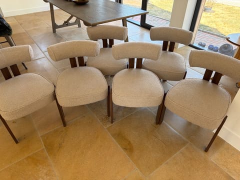 Set of Six Bouclé Dining Chairs