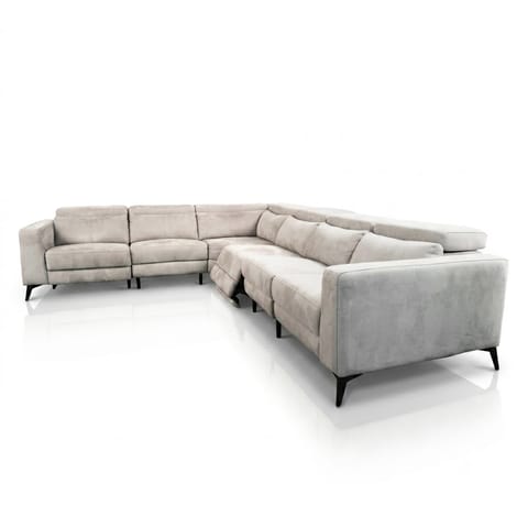 Large Modular Corner Sofa in Grey Microsuede