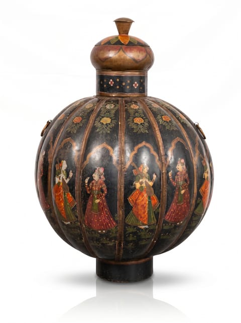 Large Hand-Painted Indian Floor Vase (2)