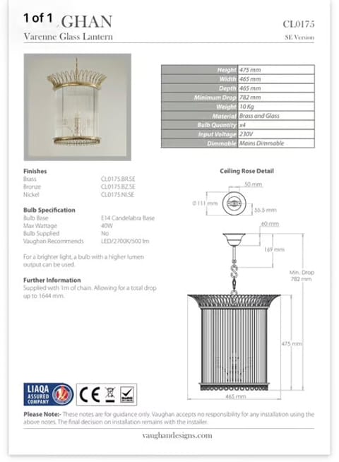 Vaughan Varenne Glass Lantern in Bronze (photo 2)