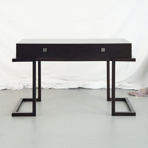 Dark-Stained Oak Desk on a Steel Sled Base (photo 2)
