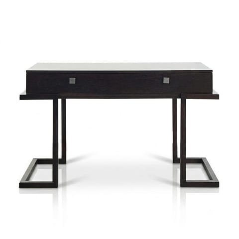 Dark-Stained Oak Desk on a Steel Sled Base