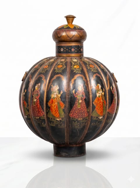Large Hand-Painted Indian Floor Vase (1)