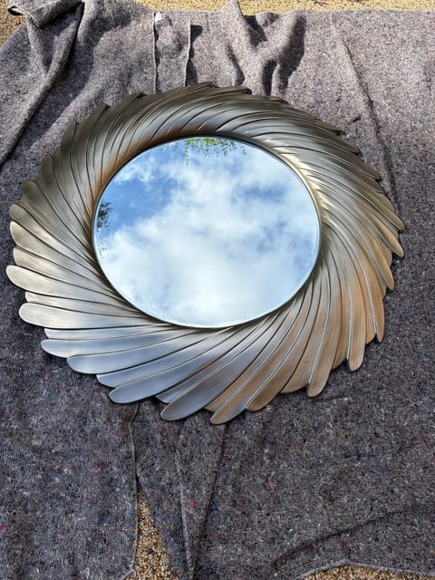 Pewter-Finish Mirror with a Swirling Plume Frame (photo 2)