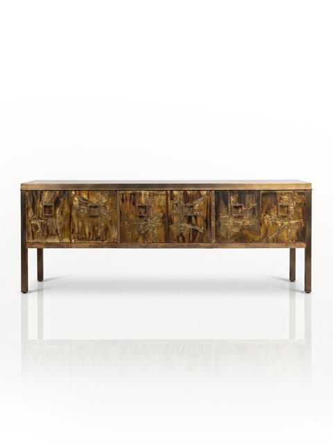 Acid-Etched Brass Sideboard by Bernard Rohne