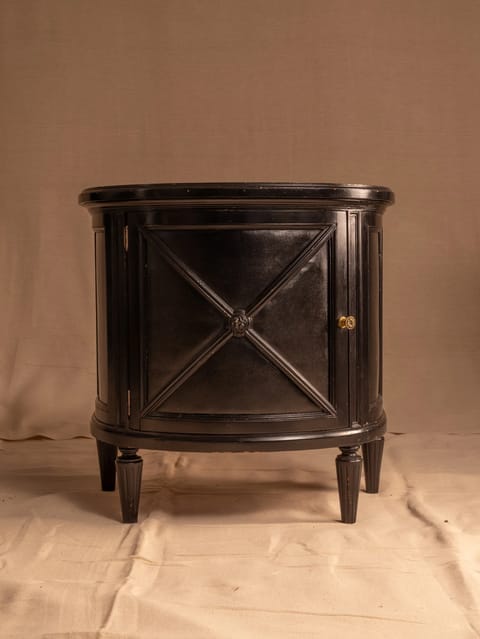 Vintage Black Demi-Lune Drinks Cabinet (photo 2)