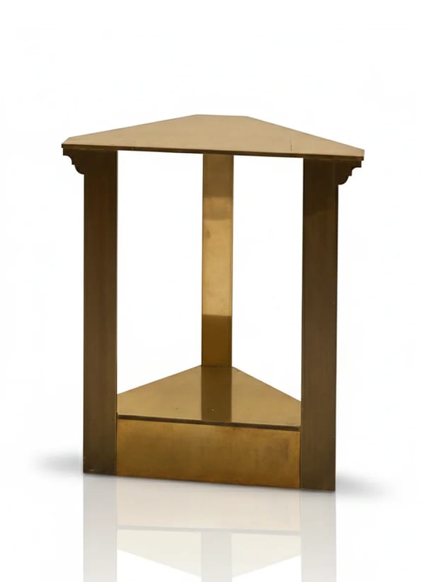 Single Triangular Brass Console Table by John Saladio from his Facade collection