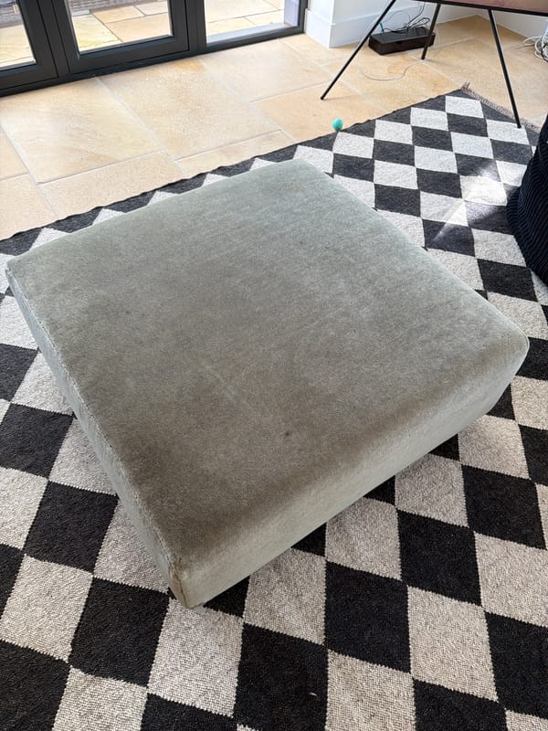 George Smith Upholstered Ottoman – Grey Velvet