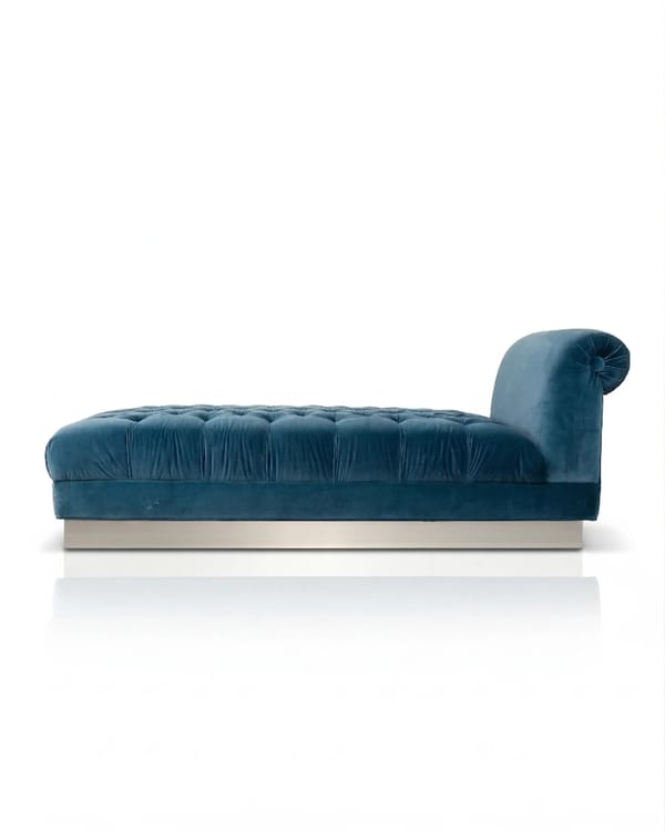 Contemporary Teal Velvet Chaise Longue