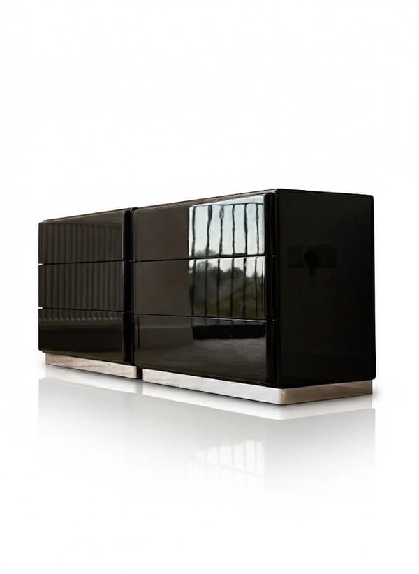 Pair of Jet Black Lacquered Commodes by Milo Baughman for Thayer Coggin