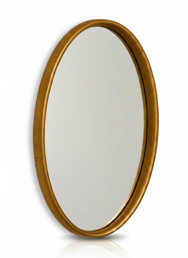 Pair 1960s Oval Gilt Wall Mirror By Talisman