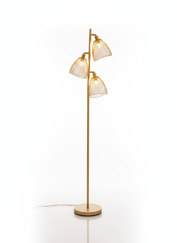 Modern gold 3 light Wire Cage Floor Lamp - John Lewis