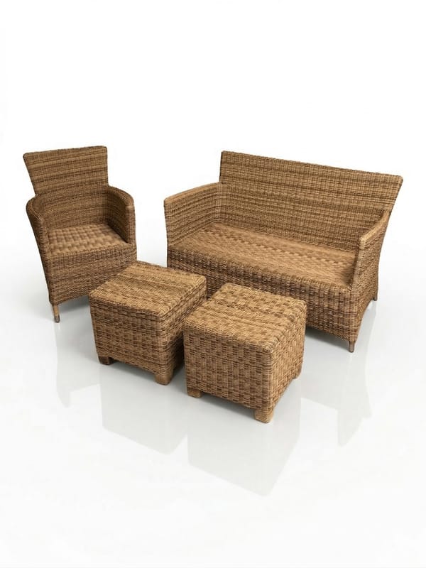 4-Piece Grey Rattan Outdoor Furniture Set