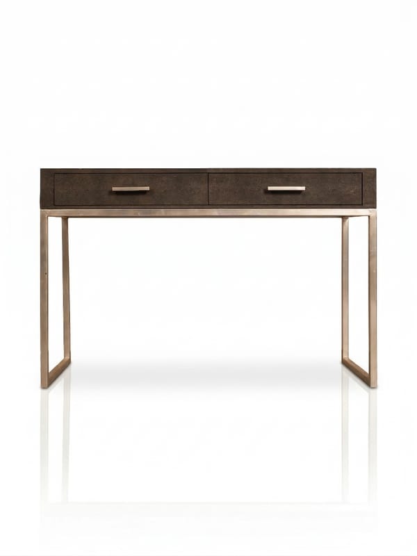 Dark Grey Faux Shagreen Two-Drawer Cocole table