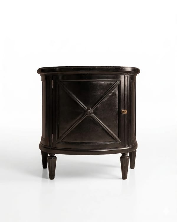 Vintage Black Demi-Lune Drinks Cabinet